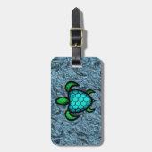 青い貝のカメの荷物のラベル ラゲッジタグ (正面縦)