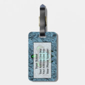 青い貝のカメの荷物のラベル ラゲッジタグ (裏面縦)