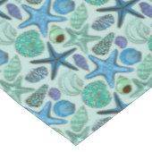 青い貝殻およびヒトデパターンの陰 テーブルクロス (アングル)
