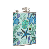 青い貝殻およびヒトデパターンの陰 フラスク (右)
