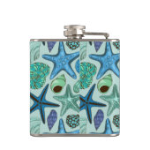 青い貝殻およびヒトデパターンの陰 フラスク (裏面)