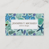 青い貝殻およびヒトデパターンの陰 名刺 (正面)