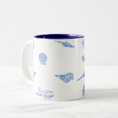 青い貝殻およびヒトデパターンマグ ツートーンマグカップ (正面左)