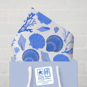 青い貝殻と珊瑚模様ホワイト 薄葉紙