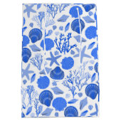 青い貝殻と珊瑚模様 ミディアムペーパーバッグ (裏面)