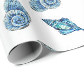 青い貝殻のパターン ラッピングペーパー (ロールコーナー)