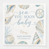 青い貝殻のベビーシャワーグッズ Sea You Soon (正面)