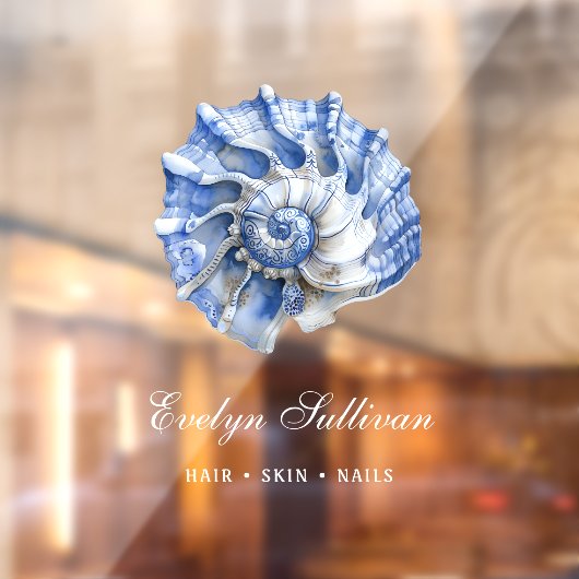 青い貝殻のロゴ ウィンドウ スティッカー ウィンドウサイン (シート2)