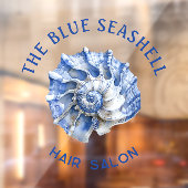 青い貝殻のロゴ ビジネス 窓 ステッカー ウィンドウサイン (シート2)