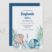 青い貝殻の招待状 招待状 (正面/裏面)