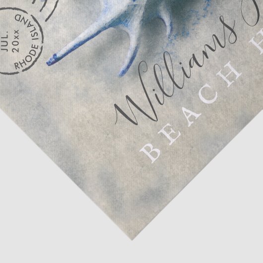 青い貝殻の沿岸モノグラムのな名前 薄葉紙 (詳細)