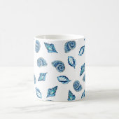 青い貝殻パターン コーヒーマグカップ (中央)