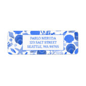 青い貝殻ビーチカスタム 返送先住所ラベル ラベル (正面)