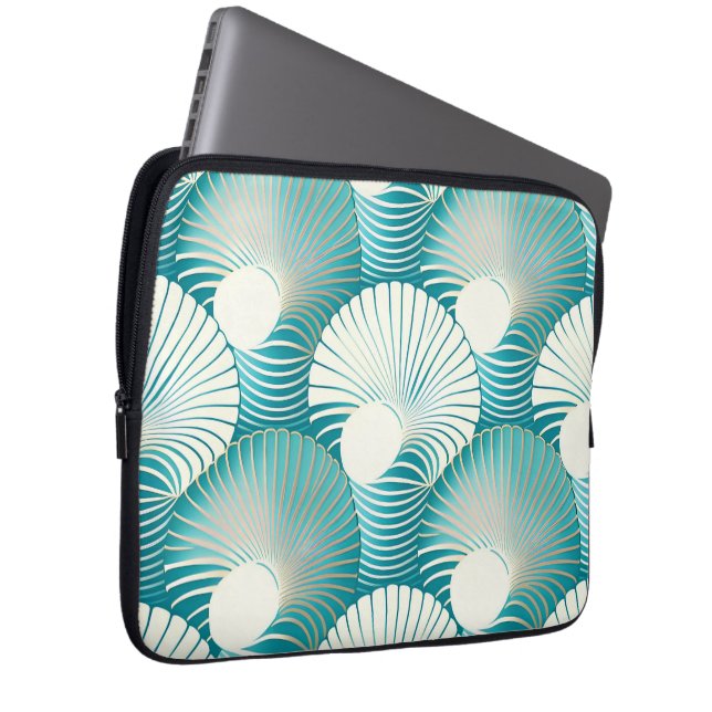 青い貝殻 ラップトップスリーブ (正面右)