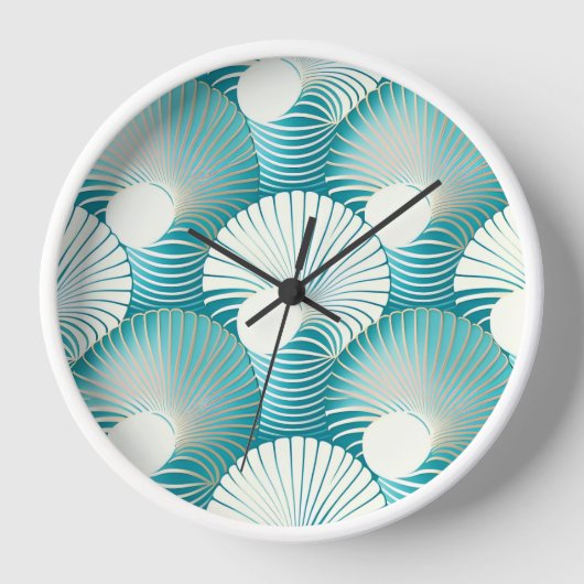 青い貝殻 壁時計 (正面)