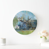 青い貨物トラックの柱時計 ラージ壁時計 (ホーム)