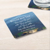青い賛美海新年キリスト教聖句 スクエアペーパーコースター (アングル)