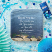 青い賛美海新年キリスト教聖句 ペーパープレート (パーティー)