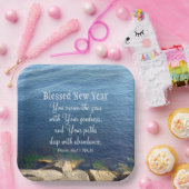 青い賛美海新年キリスト教聖句 ペーパープレート (パーティー)