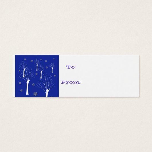 青い贈り物に白い木のラベル (正面)