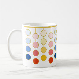 青い赤いぶら下がった黄色の円 コーヒーマグカップ