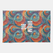 青い赤いオレンジの渦巻き キッチンタオル (横)