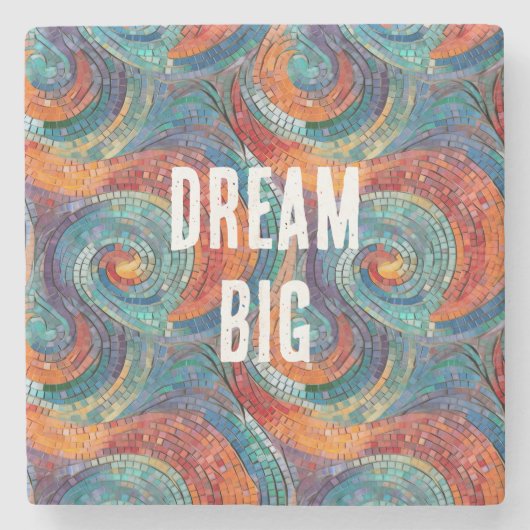 青い赤いオレンジの渦巻き ストーンコースター (正面)