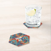 青い赤いオレンジの渦巻き ペーパーコースター (インサイチュ)