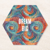 青い赤いオレンジの渦巻き ペーパーコースター (正面)