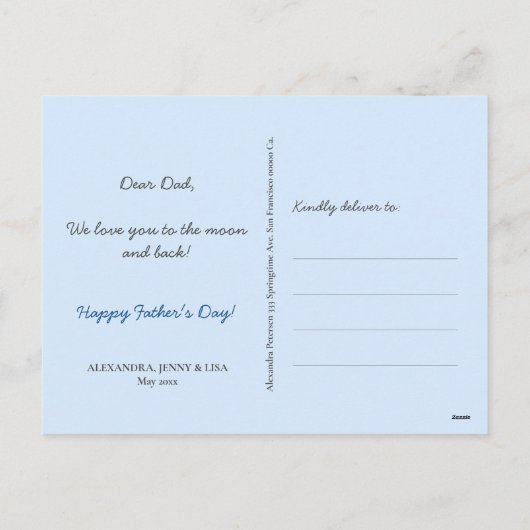 青い赤いオレンジ色のカスタム風船の写真お父さんの日 シーズンポストカード (裏面)