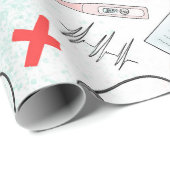 青い赤いナース記号ギフト ラッピングペーパー (ロールコーナー)