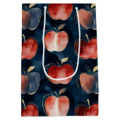 青い赤いリンゴが最高の先生 ミディアムペーパーバッグ (裏面)