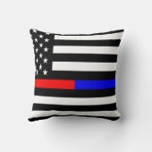 青い赤い細線警察消防隊usa クッション (裏面)