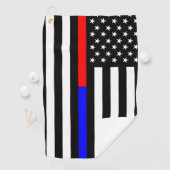 青い赤い細線警察消防隊usa ゴルフタオル (インサイチュ)