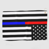 青い赤い細線警察消防隊usa ゴルフタオル (横)