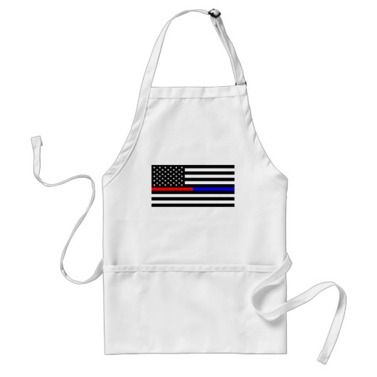 青い赤い細線警察消防隊usa スタンダードエプロン (正面)