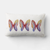 青い赤い蝶の水色の腰枕 ランバークッション (裏面)