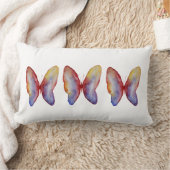 青い赤い蝶の水色の腰枕 ランバークッション (ブランケット)