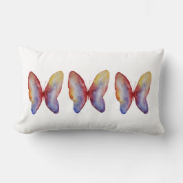 青い赤い蝶の水色の腰枕 ランバークッション
