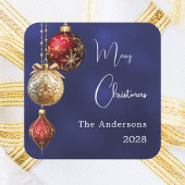 青い赤い金ゴールドはクリスマス スクエアシール