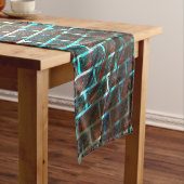 青い赤い錆、傷、小さなレンガまたはグリッド ショートテーブルランナー (インサイチュ)