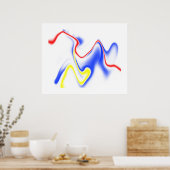 青い赤い黄色の渦巻き1 ポスター (キッチン)