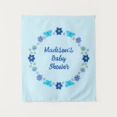 青い赤ちゃんの男の子の蝶と花のカスタム タペストリー (正面)