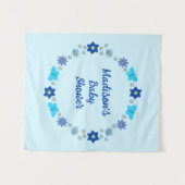 青い赤ちゃんの男の子の蝶と花のカスタム タペストリー (正面(横))