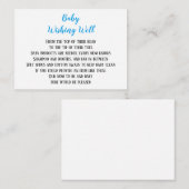 青い赤ちゃんの男の子の願い事の井戸のベビーシャワーミニカード エンクロージャーカード (正面/裏面)