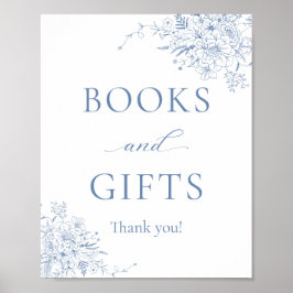 青い赤ちゃんシャワーの本とプレゼント ポスター