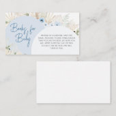 青い赤ちゃんシャワーの本を待ってベビー エンクロージャーカード (正面/裏面)