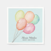 青い赤ちゃんシャワーの水彩風船 スタンダードカクテルナプキン (正面)