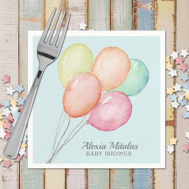 青い赤ちゃんシャワーの水彩風船 スタンダードカクテルナプキン