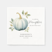 青い赤ちゃんシャワーの途中の小さなカボチャ スタンダードカクテルナプキン (正面)